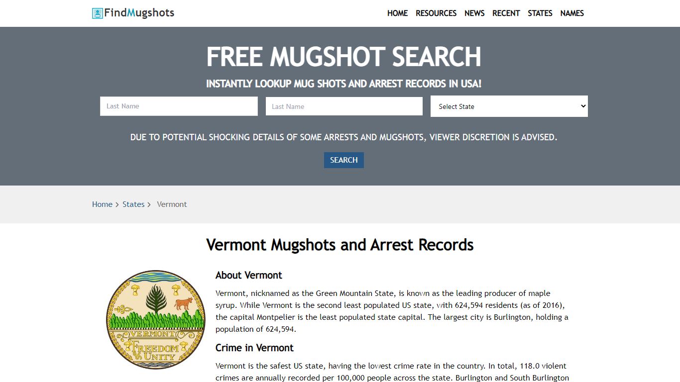 Find Vermont Mugshots - Find Mugshots