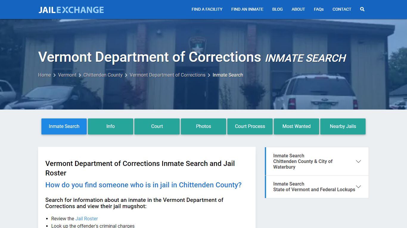 Vermont Department of Corrections Inmate Search - Jail Exchange